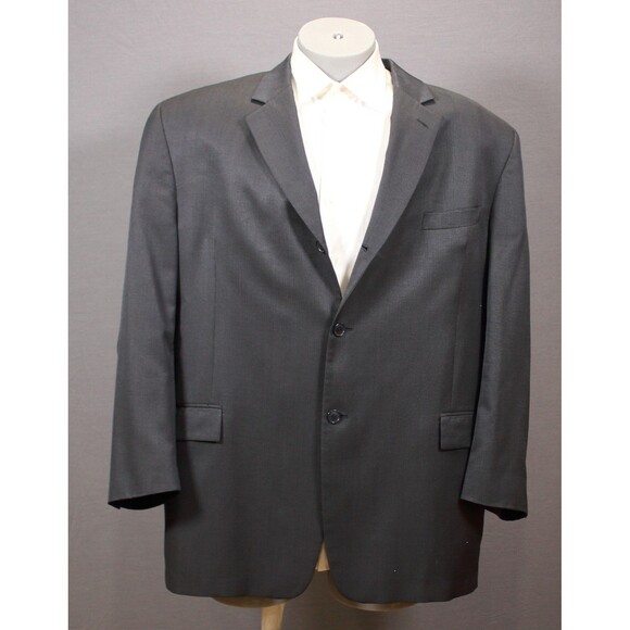 Andrew Fezza Men's 2 Piece Suit BLue Wool Silk 3 Btn 48R Flat Fronts 41" Waist - Picture 3 of 12
